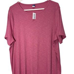NWT Women's Luxe Ribbed Slub-Knit T-Shirt XL Tall
